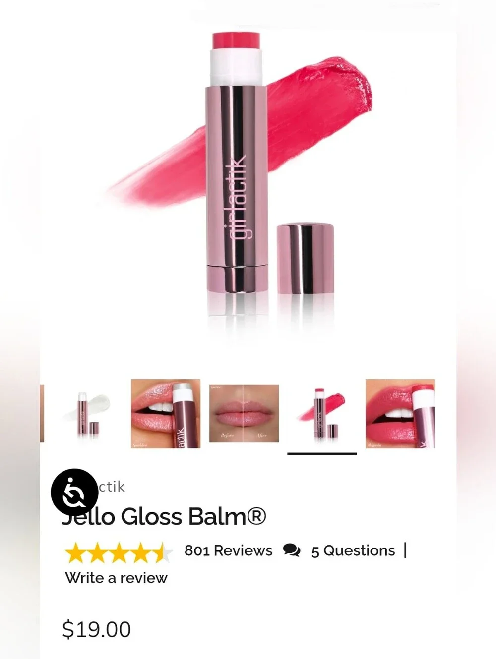 Girlactik Jello Gloss Balm In Magnolia 0.15oz BNIB